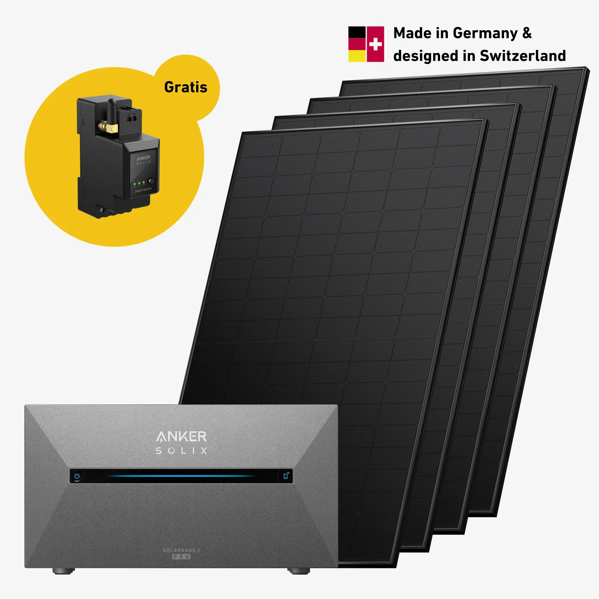 Premium 800 Plus Set vier Solarmodule mit Anker Solix Speicher